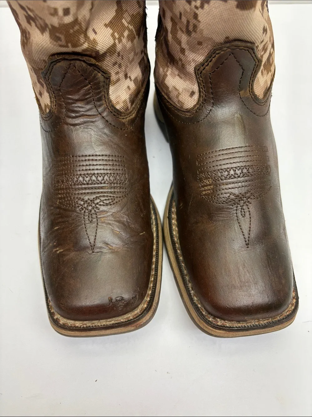 Durango Brown Leather & Digital Camo Western Boots, sz 3 little boy